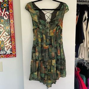 Green Urban Outfitters Mini Dress W/ Back Detailing!